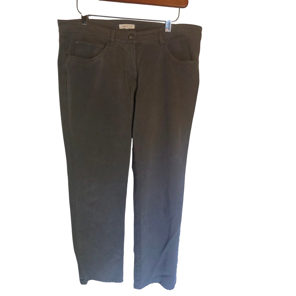 Eileen Fisher Womens Gray Straight Leg Italian Fabric Velvet Soft Pants‎ Size M